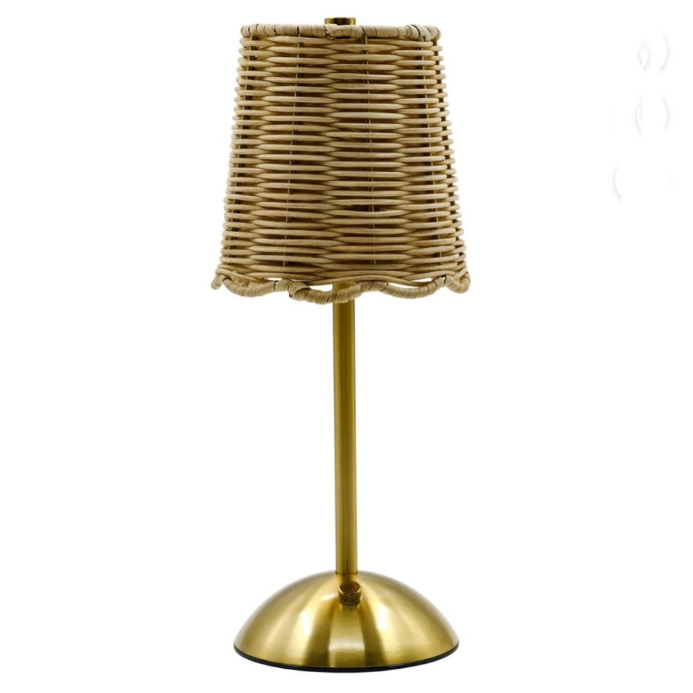 Home Decor Collection Sterling Cordless Indoor Rattan/Gold Colored Table Lamp
